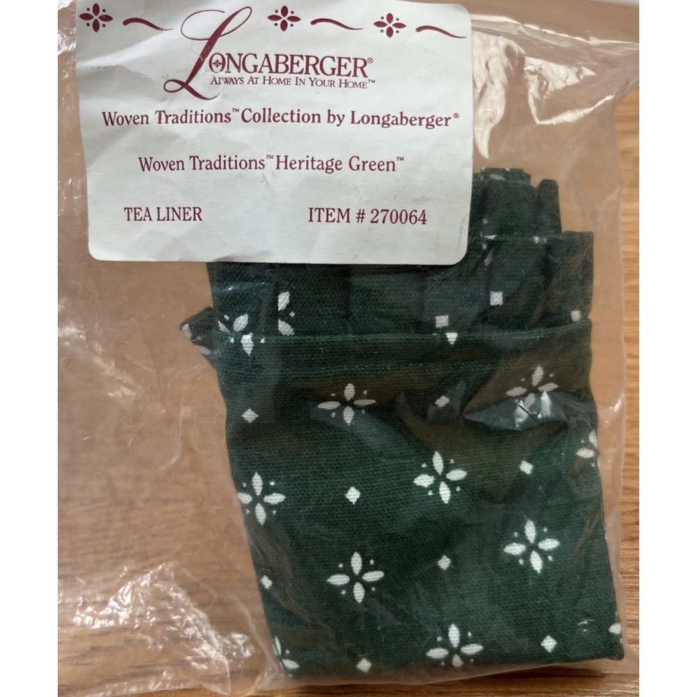 Longaberger Woven Traditions Heritage Green Liner for Tea Basket‎ 270064 NEW